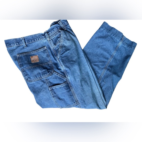 CARHARTT Mens Relaxed Farm Utility  Work Denim Blue Jeans Size 40 x 30 - Picture 1 of 5